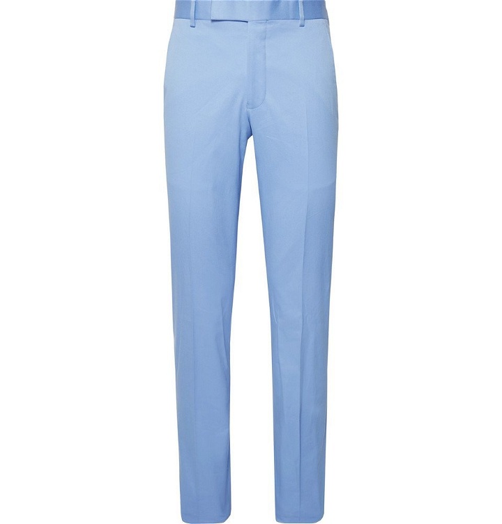 Photo: Richard James - Hyde Slim-Fit Cotton-Blend Twill Suit Trousers - Blue