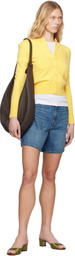 Levi's Blue High Rise Baggy Linen+ Lightweight Denim Shorts