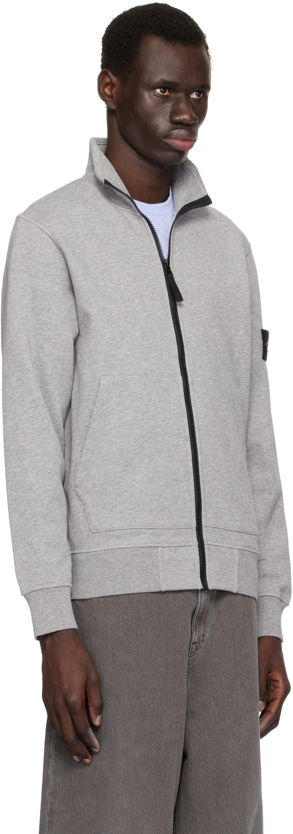 Stone Island Gray Logo Patch Sweater