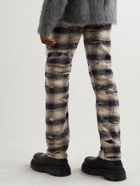 Givenchy - Straight-Leg Distressed Checked Jeans - Neutrals