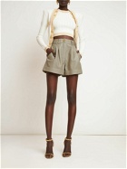 BALMAIN - High Waist Leather Shorts