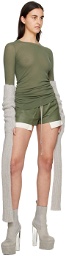 Rick Owens Green Boxer Leather Shorts