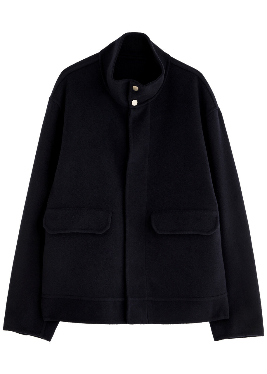 Emporio Armani Wool and Cashmere-blend Coat Navy