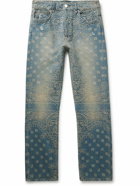 AMIRI - Straight-Leg Distressed Bandana-Jacquard Jeans - Blue