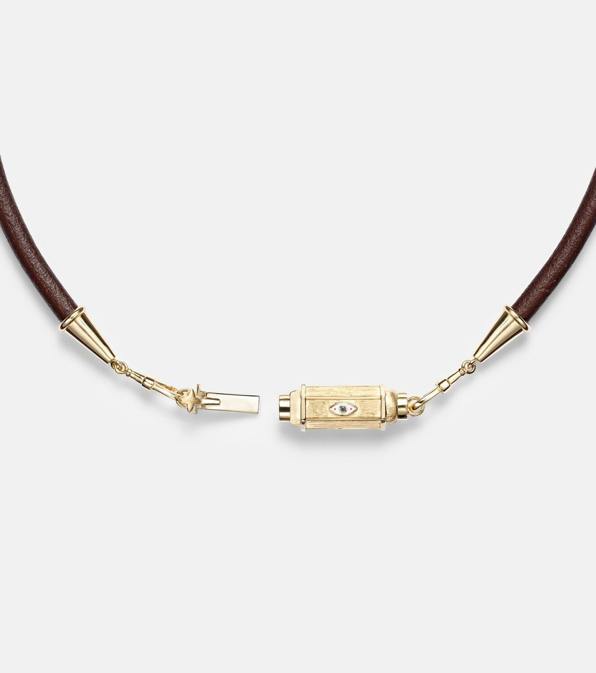 Marie Lichtenberg 18kt gold and leather necklace with sapphires