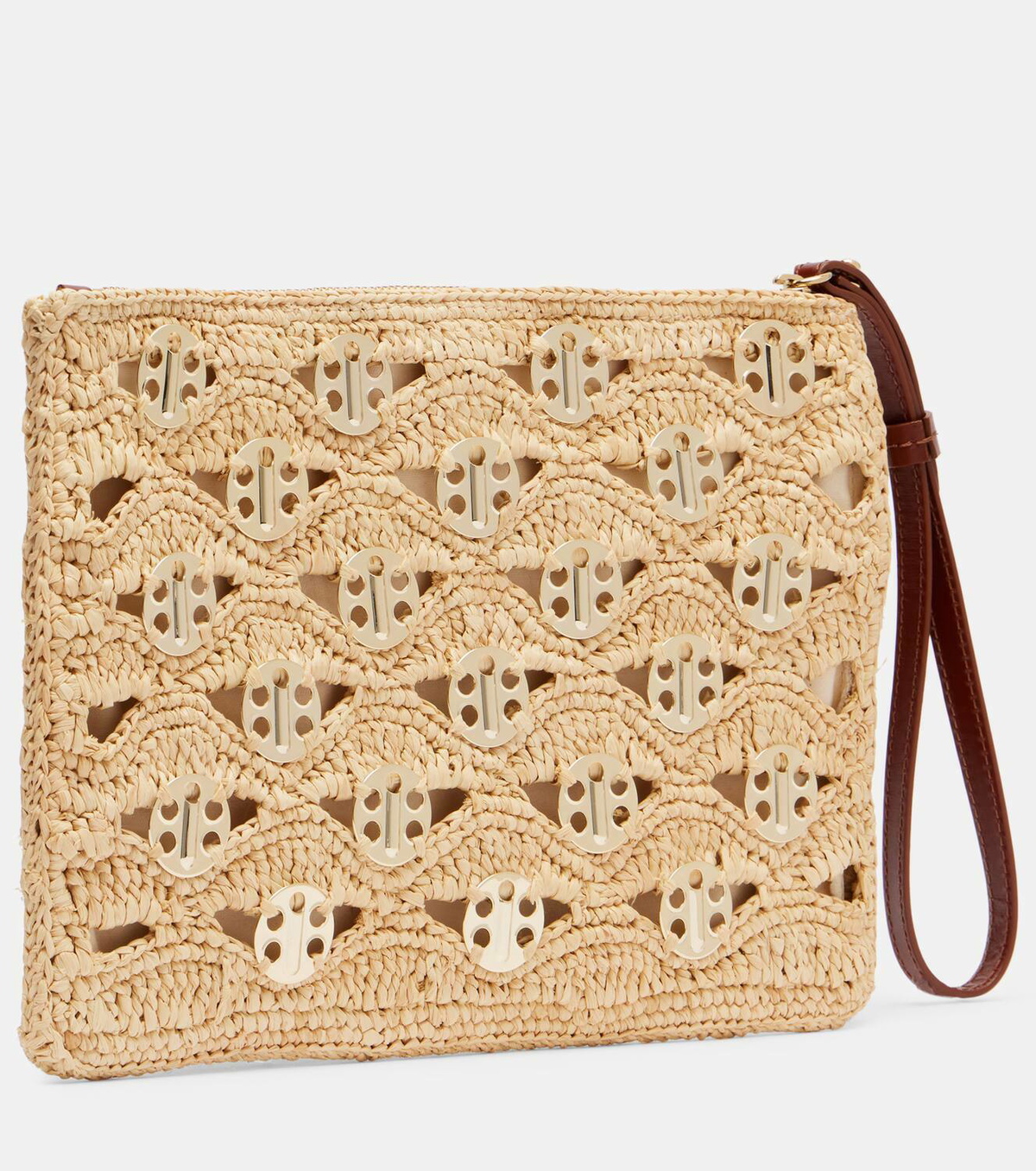 Rabanne Embellished raffia clutch