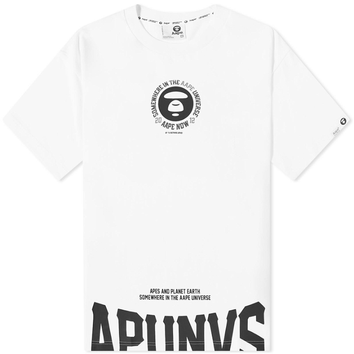 Photo: Men's AAPE Street Baseball Oversized Print T-Shirt in White