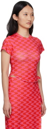 FENSI SSENSE Exclusive Pink & Red Waves T-Shirt