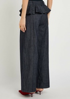 Sister Jane Curio Ruffled Wide-leg Denim Trousers