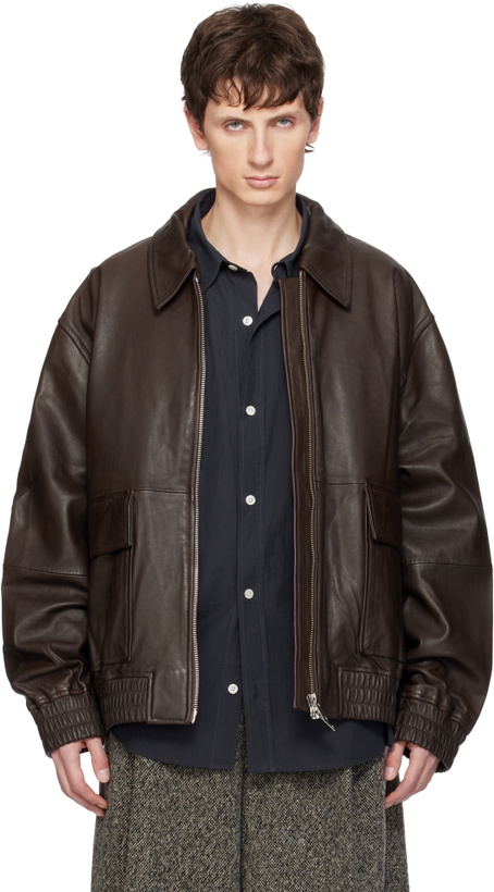 Photo: Studio Nicholson Brown Piston Leather Jacket