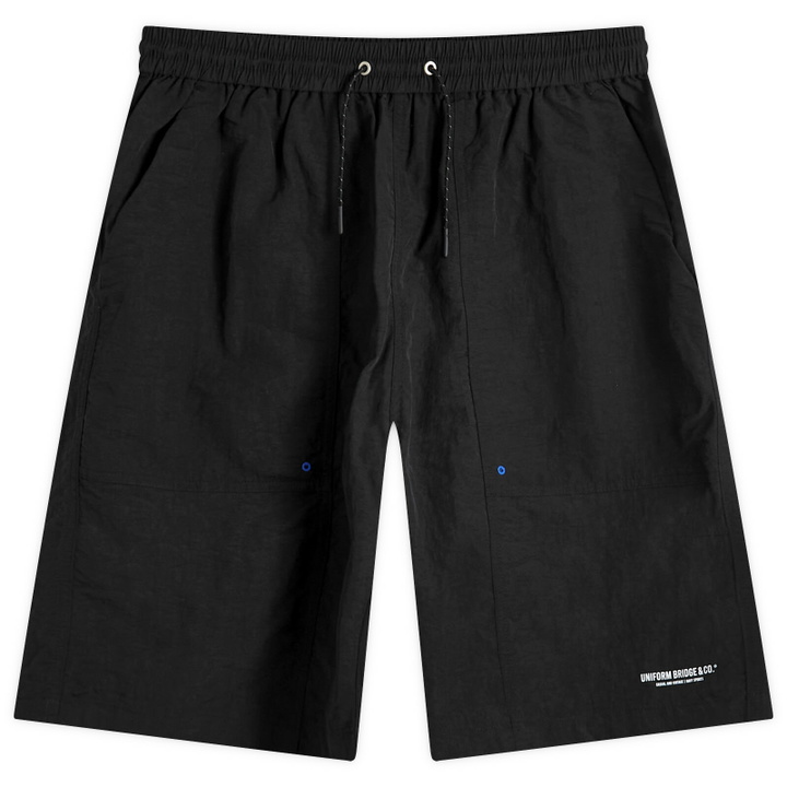 Photo: Uniform Bridge Men's Nylon Trail Shorts in Black