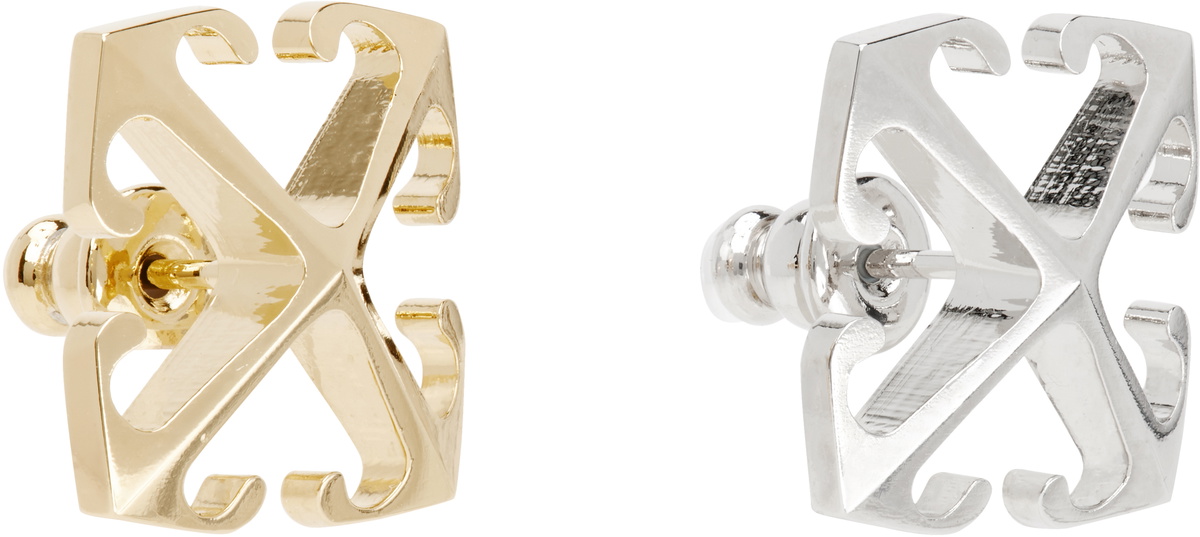 Off-White Gold & Silver Bicolor Mini Arrow Earrings
