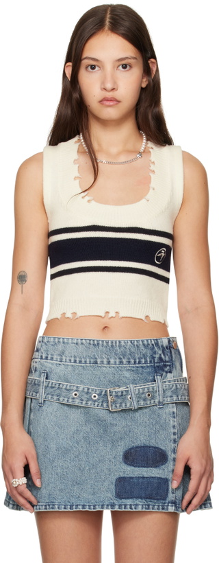 Photo: AMBUSH Off-White Destroyed Rib Round Neck Vest