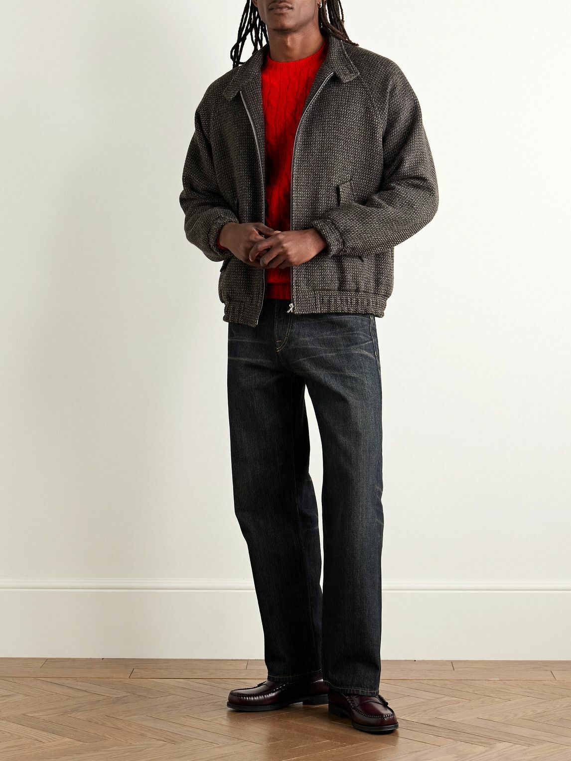 Drake's - Cable-Knit Shetland Wool Sweater - Red