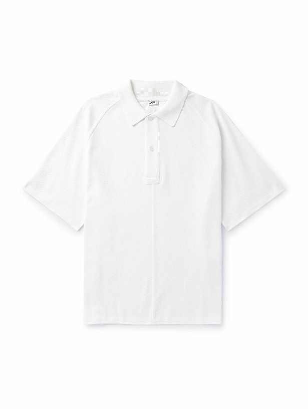 Photo: LOEWE - Logo-Embroidered Cotton-Piqué Polo Shirt - White