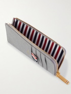 THOM BROWNE - Striped Pebble-Grain Leather Zip-Around Wallet