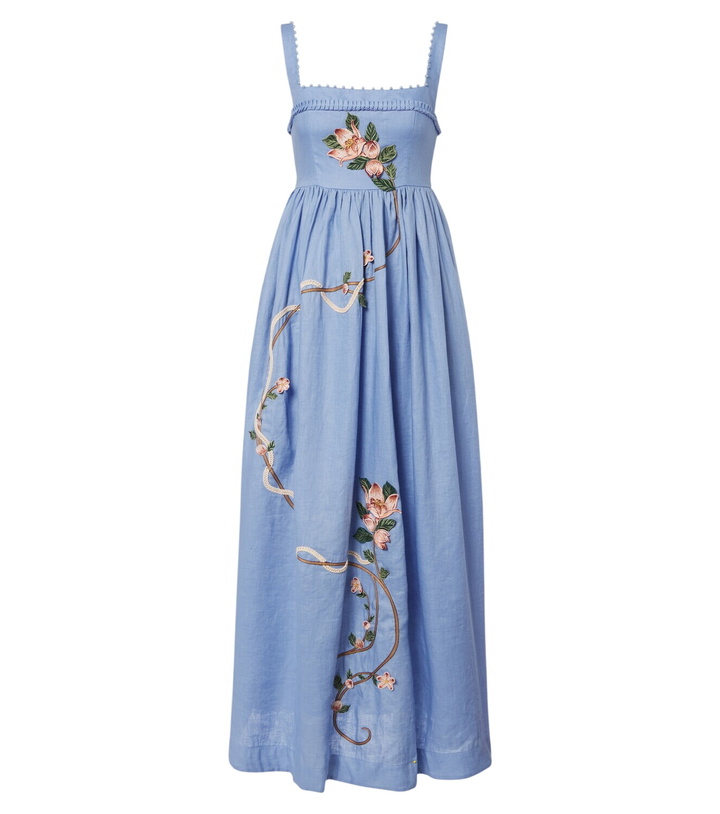 Photo: Agua by Agua Bendita Barbara embroidered linen maxi dress