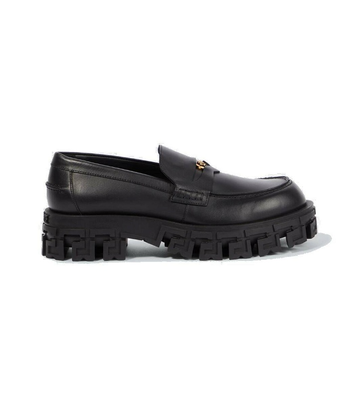 Photo: Versace Greca Portico leather loafers