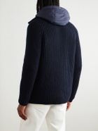 Herno - Shell-Trimmed Padded Virgin Wool Hooded Jacket - Blue