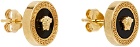 Versace Gold & Black Enamel Medusa Earrings