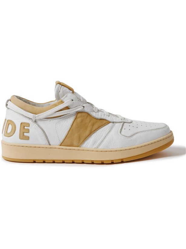 Photo: RHUDE - Rhecess Distressed Leather Sneakers - Yellow - 9