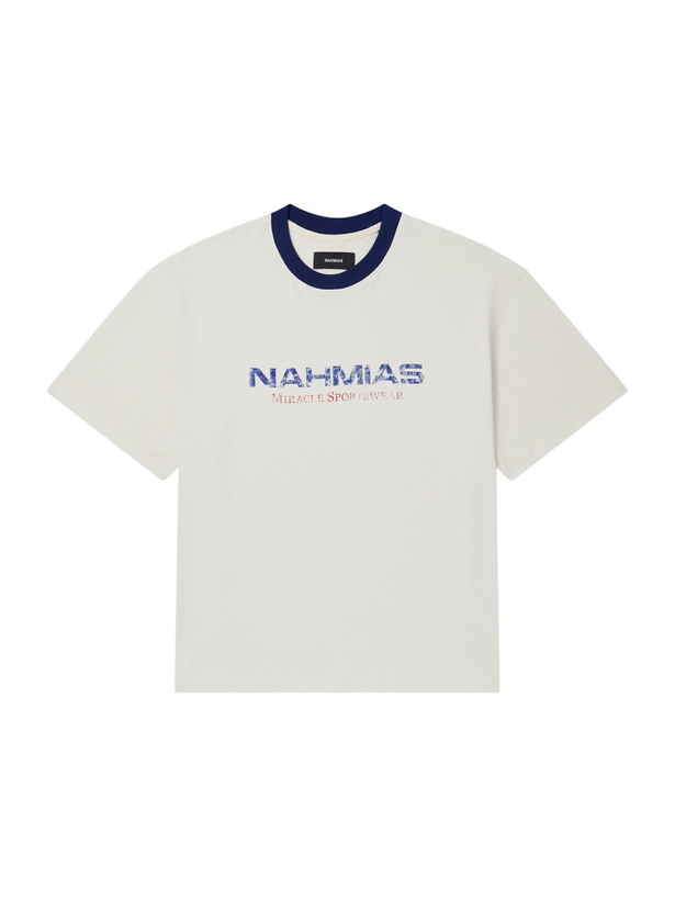 Photo: NAHMIAS - Miracle Sportwear Logo-Print Cotton-Jersey T-Shirt - White