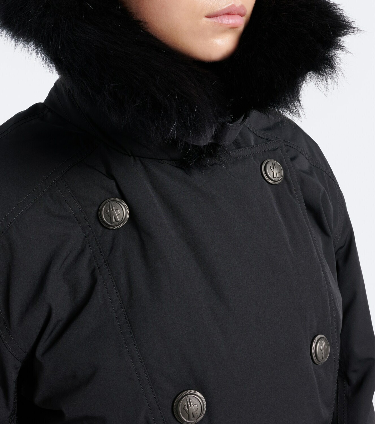 Moncler Grenoble Belted shearling-trimmed ski suit
