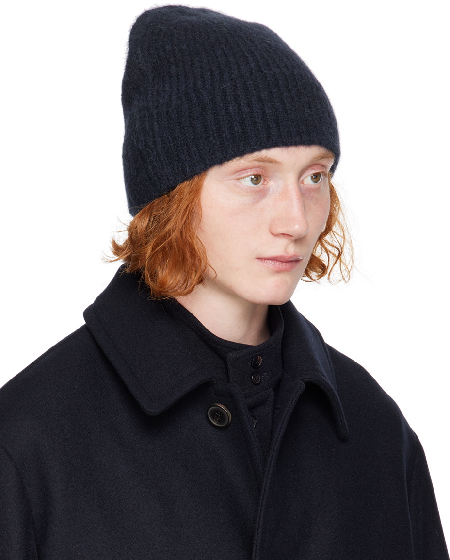 Dries Van Noten Navy Alpaca & Merino Wool Beanie