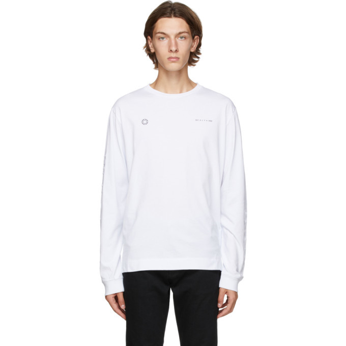 Photo: 1017 ALYX 9SM White Double Logo Long Sleeve T-Shirt