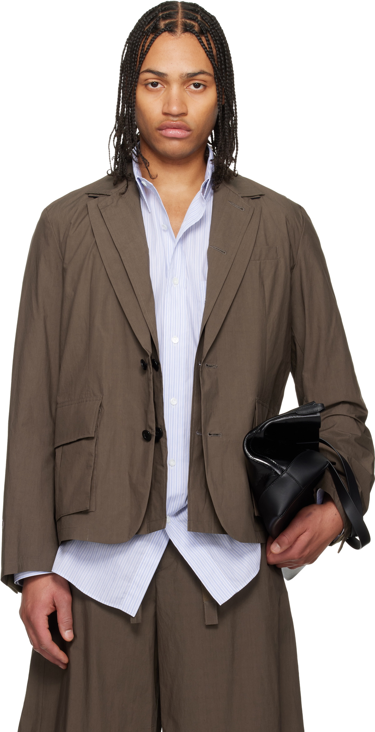 sacai Khaki Cotton Typewriter Blazer