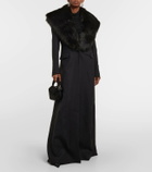 Costarellos Faux fur-trimmed wool-blend coat