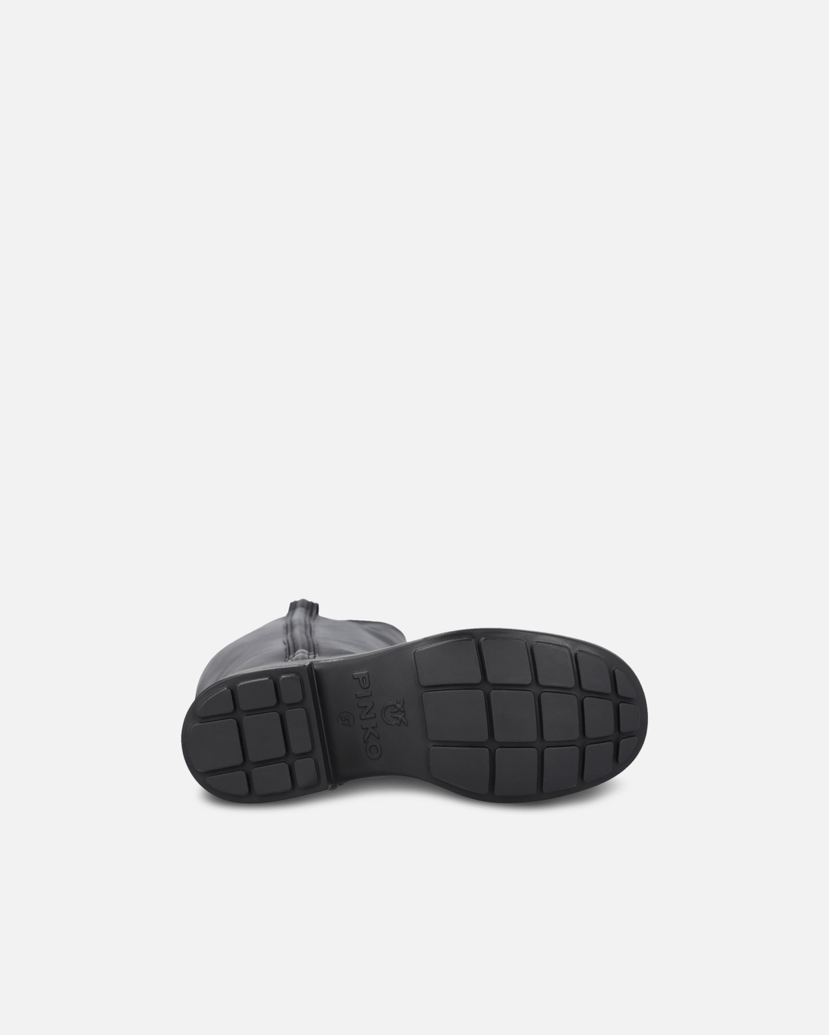 Pinko High Leather Boots With Logo Detail Limo Black