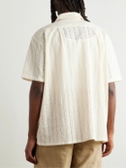 Monitaly - Milano Hakoba Broderie Anglaise Cotton Shirt - Neutrals