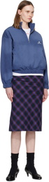 SHUSHU/TONG Blue Stand Neck Pullover Sweatshirt