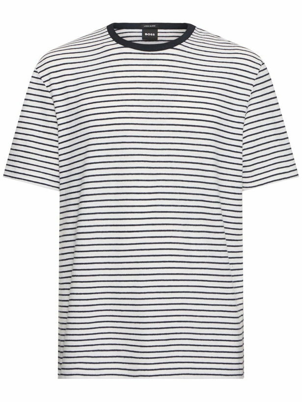 Photo: BOSS Taut Striped Cotton & Linen T-shirt