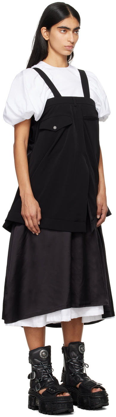 Noir Kei Ninomiya Black Polyester Grosgrain Midi Dress