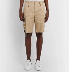 Dolce & Gabbana - Appliquéd Stretch Cotton-Gabardine Shorts - Neutrals