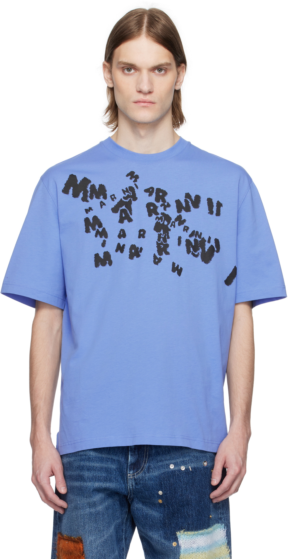 Marni Blue 'Marni' Caos Logo T-shirt Marni