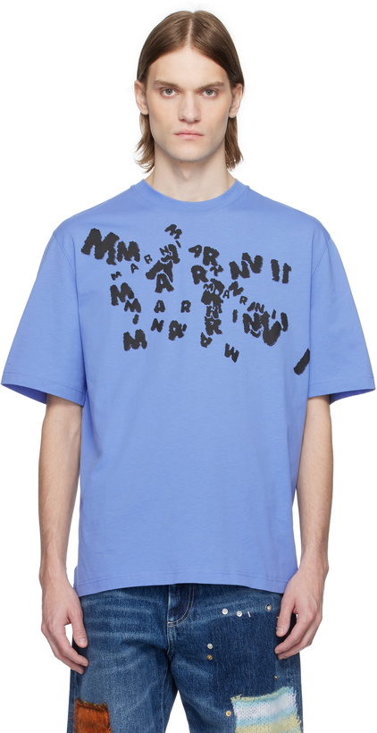 Photo: Marni Blue 'Marni' Caos Logo T-shirt