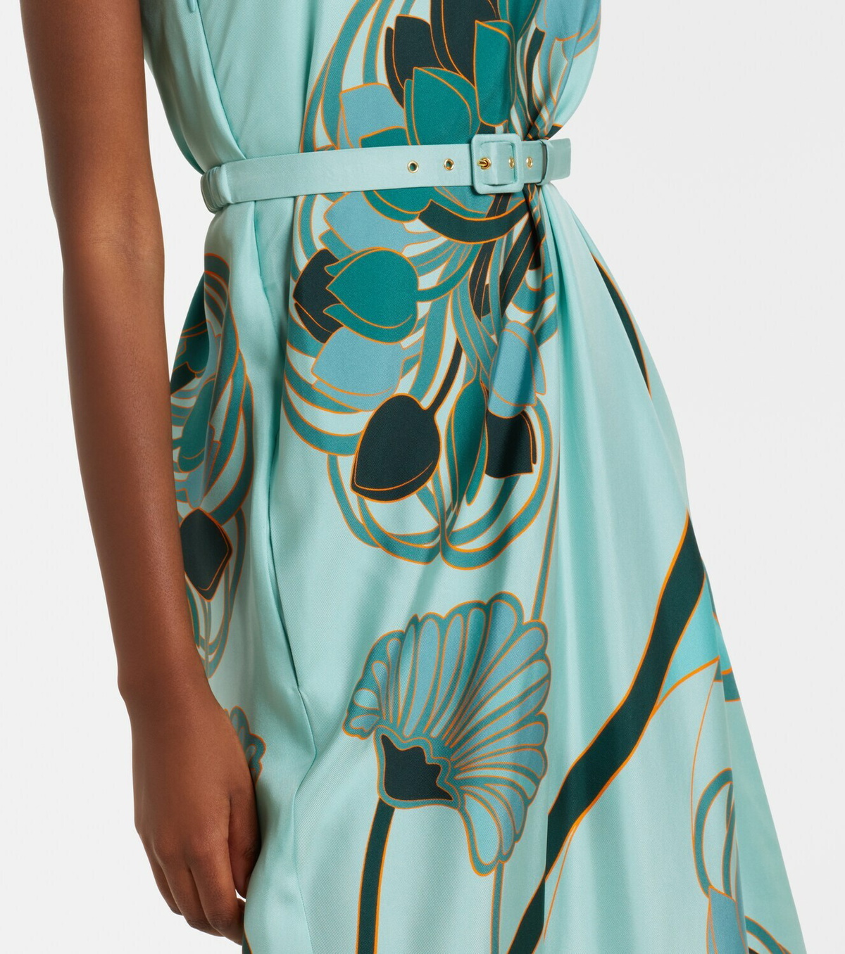 La DoubleJ Roy printed one-shoulder silk maxi dress