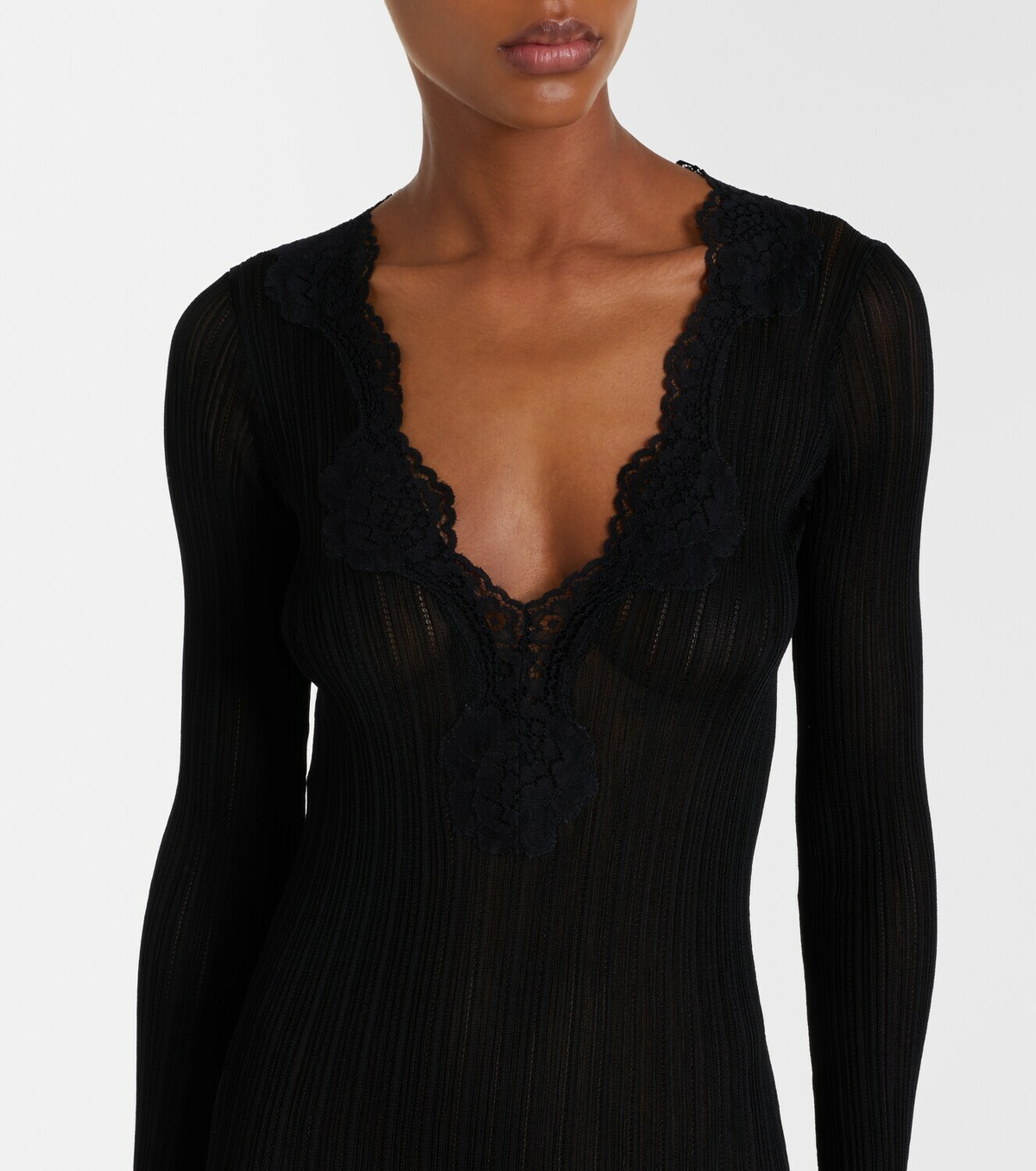 Valentino Ribbed-knit midi dress