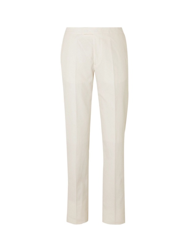 Photo: Favourbrook - Slim-Fit Cotton and Linen-Blend Trousers - Neutrals