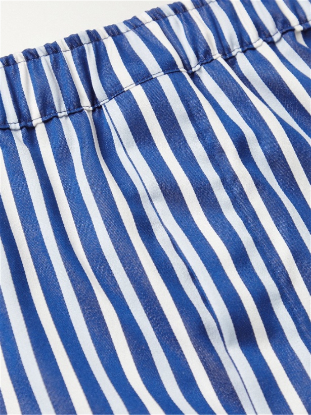 Photo: DEREK ROSE - Wellington 52 Striped Cotton Boxer Shorts - Blue