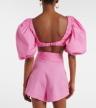 Adriana Degreas Floral-appliqué cotton-blend crop top