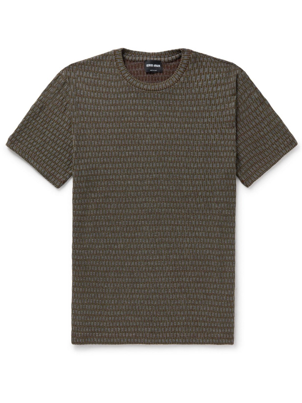 Photo: Giorgio Armani - Slim-Fit Stretch-Jacquard T-Shirt - Brown