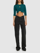 VICTORIA BECKHAM - Lurex Viscose Blend Cropped Cardigan