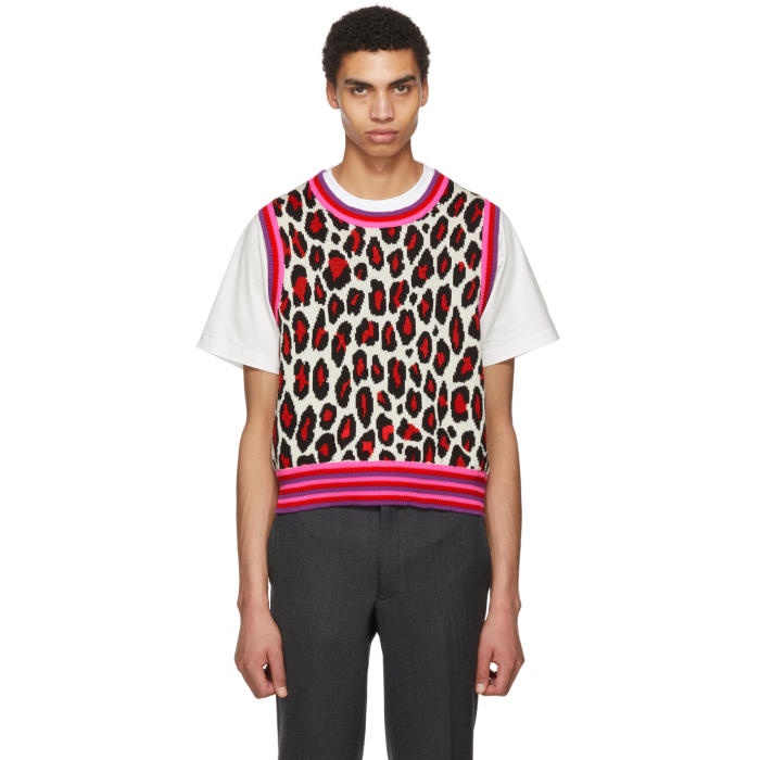 Photo: Comme des Garçons Homme Plus White Leopard Knit Vest
