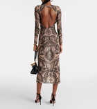 Etro Logo printed tulle midi dress