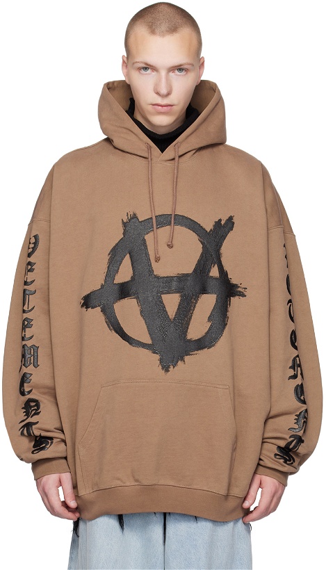 Photo: VETEMENTS Taupe Reverse Anarchy Hoodie