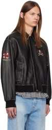mastermind JAPAN Brown C2H4® Edition Embroidered-Logo Leather Jacket